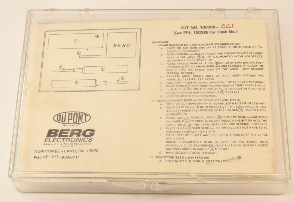 Dupont Berg Repair Post Kit No. 100388-001 / Soldered or Unsoldered / MT Tools