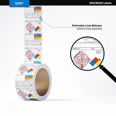 SDS Label Stickers 4 x 3 Inches, Roll of 250 MSDS OSHA Data Stickers with GHS…