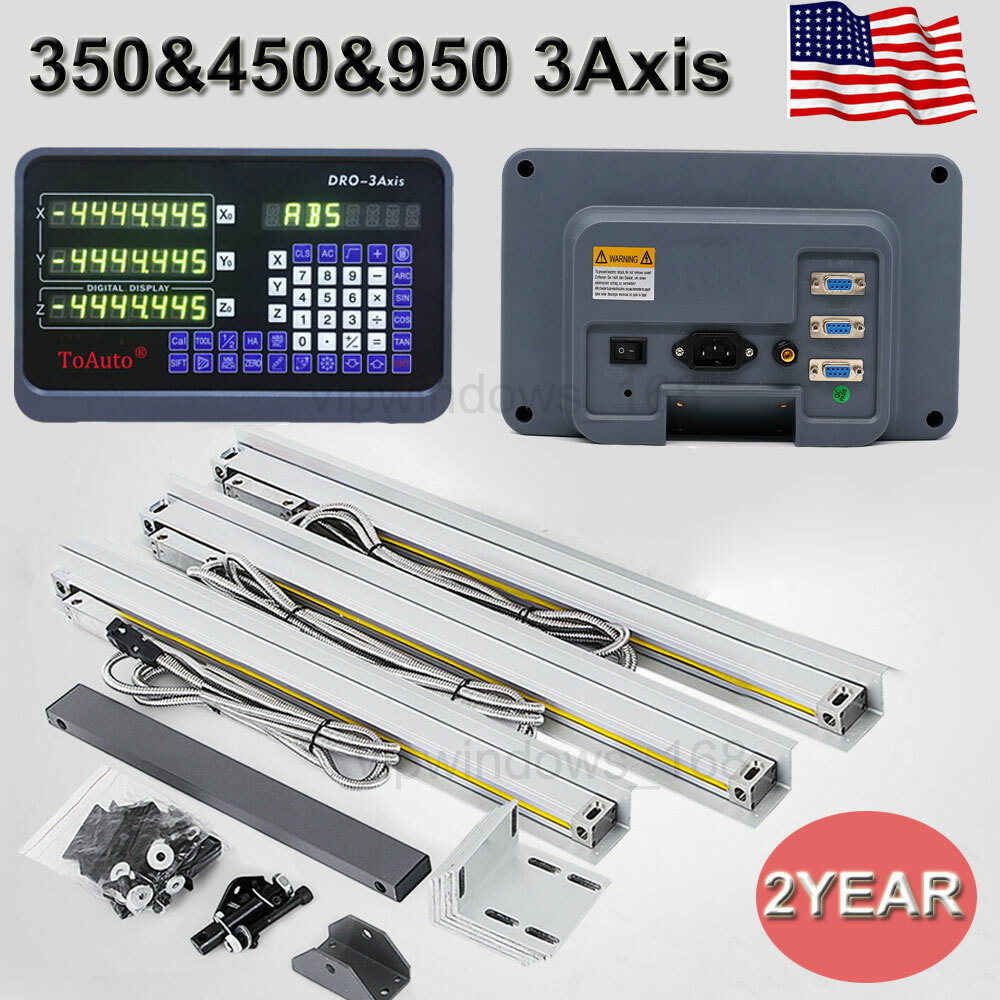 3 Axis DRO Linear Scale Kit for Bridgeport Milling Machine 350mm+450mm+950mm ,US