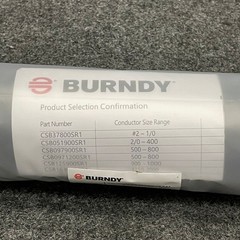 BURNDY CSB0971200SR1 Cold Shrink Splice, Black, 500-800 KCMIL