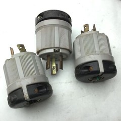Lot of 3 Arrow Hart 20A 250VDC Turn Pull Locking Grounding Male Electrical Plug