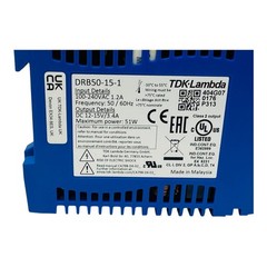 TDK-LAMBDA DRB50-15-1 DIN Rail Power Supplies 51W 115-230VAC 15V 3.4A NEW/NOS