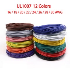 UL1007 16 AWG-30 AWG 12 Colors Flexible Electronic Wire Stranded Cable 300 Volt