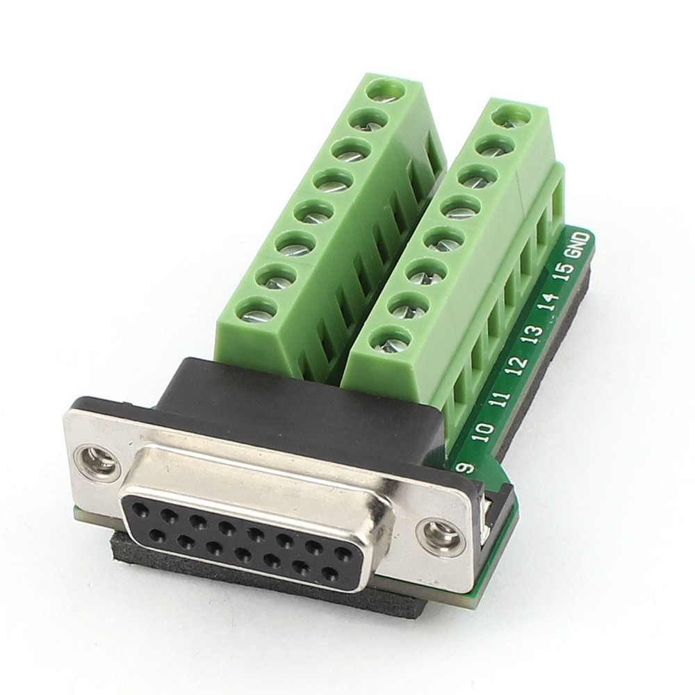 DB15 D-SUB Female Jack 15Pin Port to 2 Row 8Position Terminal Breakout Board