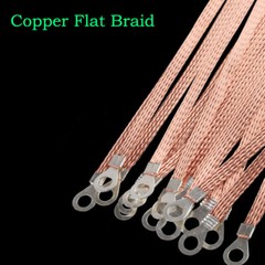 100x Copper Clad Aluminium Flat Braid Ground Lead Strap Cable Wire Kit 200/300mm