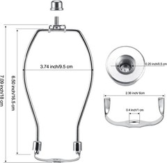 7 Inch Lamp Harp Kits Nickel Finish 3/8 Inch Saddle Base Holes Light Duty Pack