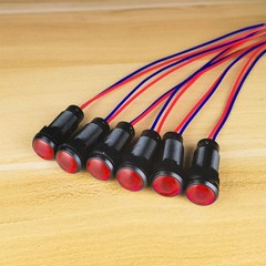 6pcs Red LED Indicator Indicator Light 110VAC 10mm Mounting Hole Flame
