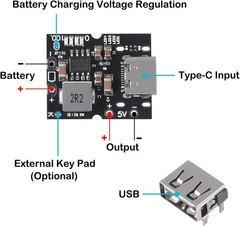 5pcs High-precision 5V2A charge-discharge battery module Type-C 3.7-4.2v LiPo