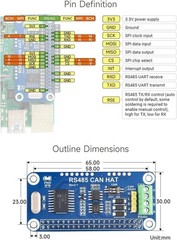 RS485 CAN HAT for Raspberry Pi MCP2515 SN65HVD230 SP3485 UART SPI Module