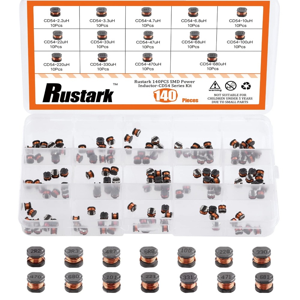 141Pcs 14 Values CD54 SMD Power Inductors Assortment Kit with Storage Box 2.2…