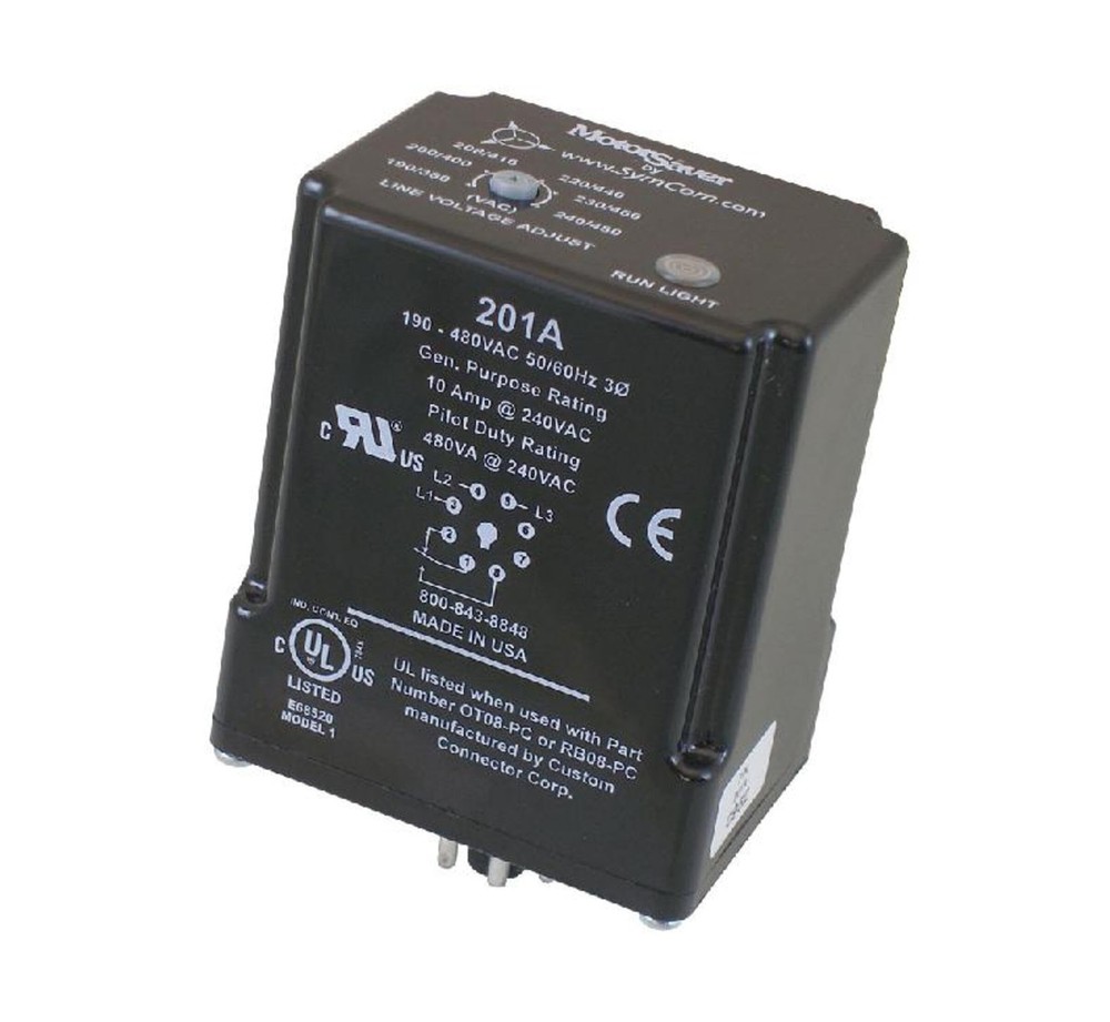 MotorSaver 3-Phase Voltage Monitor Model 201A, 190-480V, 8-Pin Octal Base