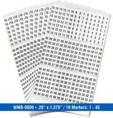 Wire Marker Book Numbered 1-45 for Cable Management, Vinyl-Coated, High-Tack …