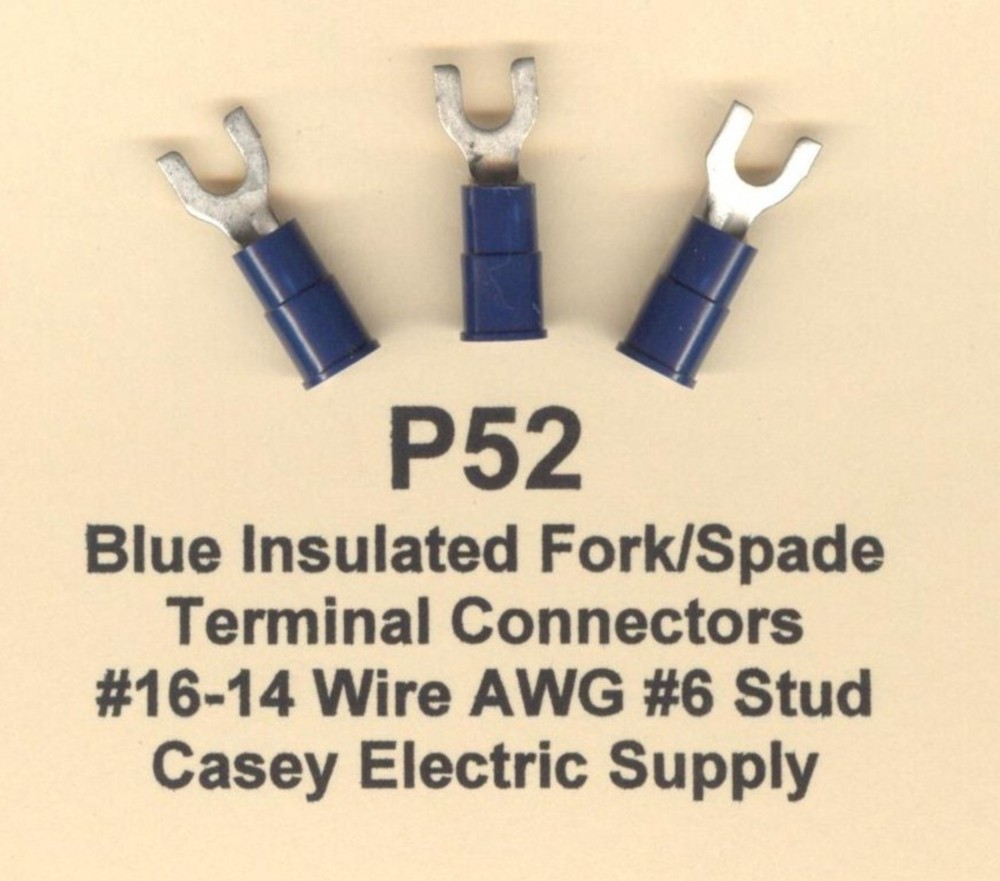 50 BLUE Insulated FORK Spade Terminal Connectors #16-14 Wire AWG #6 Stud MOLEX