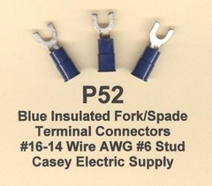 50 BLUE Insulated FORK Spade Terminal Connectors #16-14 Wire AWG #6 Stud MOLEX