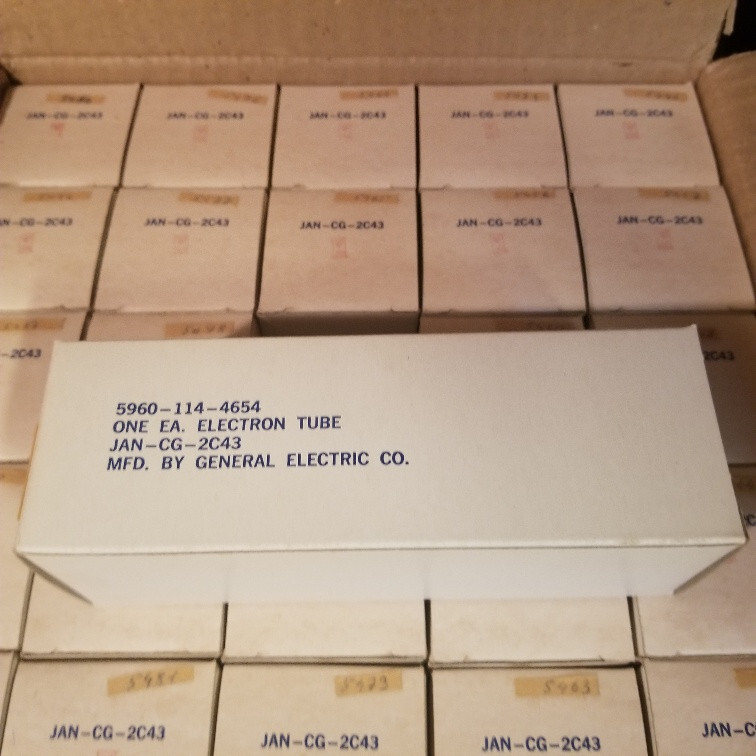 10pcs GE JAN CG 2C43 TUBE NOS NIB MIL SPEC MADE FOR US NAVY SEALED PACKAGE 2C43