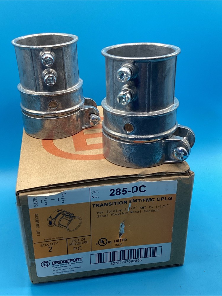 Bridgeport 285-DC 1 1/2″ Transition EMT/FMC CPLG Box Of 2 New Open