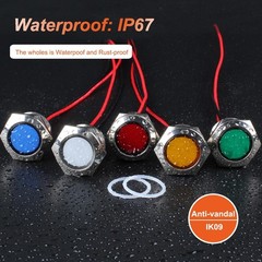 2PCS 22mm Metal Waterproof IP67 LED Indicator Light Indicator Light Red LED 7/8