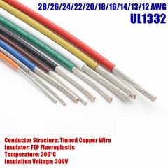 UL1332 PTFE Stranded Cable Tinned Copper Wire 28/26/24/22/20/18/16/14/13/12 AWG