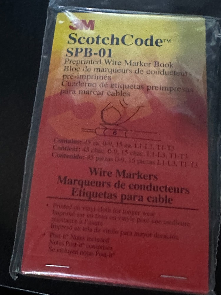 3M SPB-01 SCOTCH CODE 45 EA 0-9, 15 EA L1-L3, T1-T3