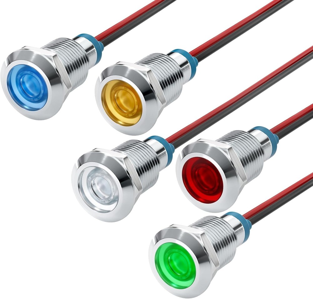 5PCS LED Indicator Light 12mm 1/2 Waterproof IP65 Metal I Size: 12MM-110V-240V