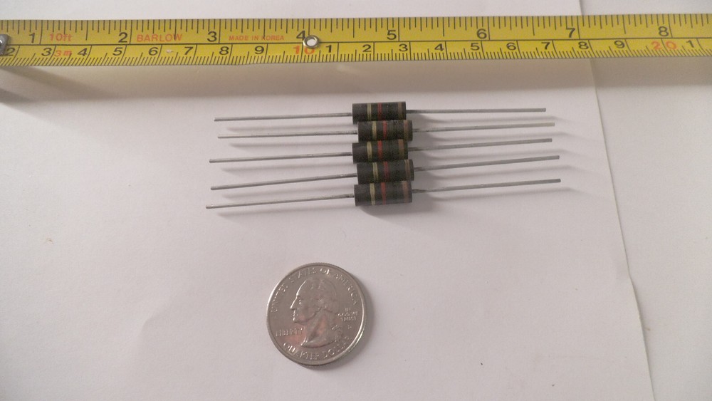 Qty 5 pcs Allen Bradley Carbon axial resistors 1 watt 1000 Ohms 5 % RC32GF102J