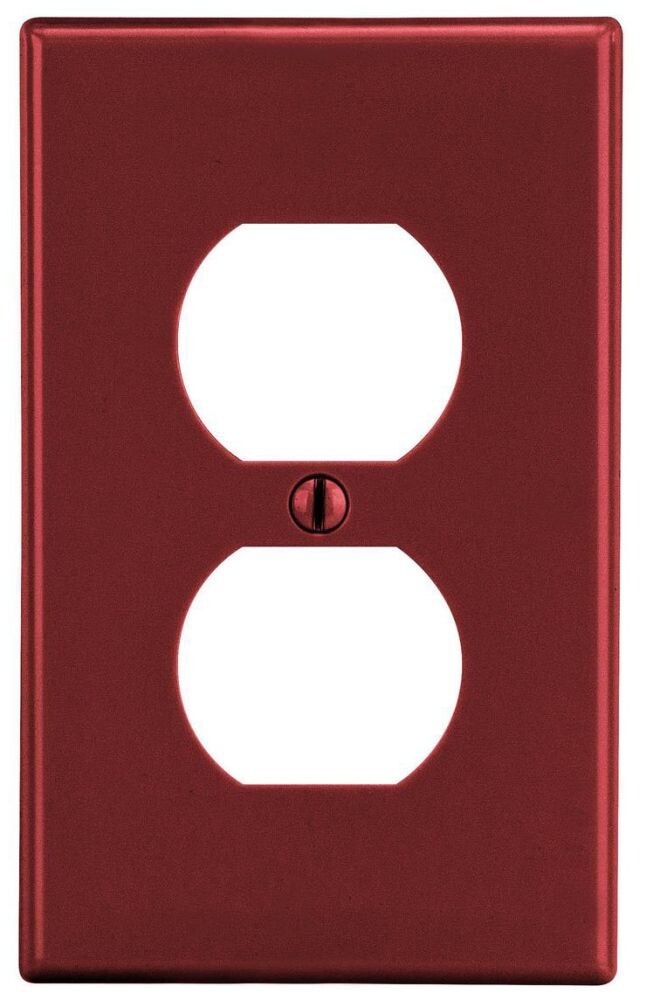 Hubbell P8R, 1-Gang, Red, 1-Duplex Receptacle, Standard, Wallplate, 1pc