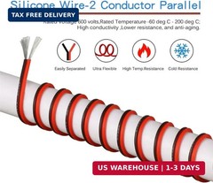 BNTECHGO 22 Gauge Flexible 2 Conductor Parallel Silicone Wire Spool Red Black Hi