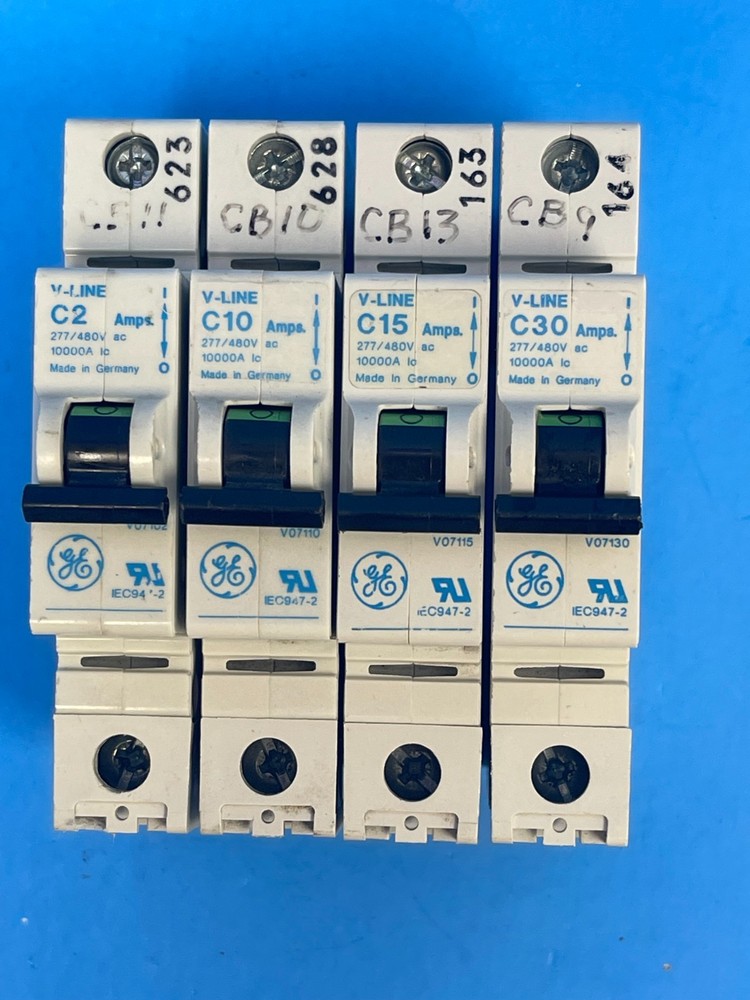 General Electric V-Line C2, C10, C15, C30 Circuit Breaker [Lot of 4]