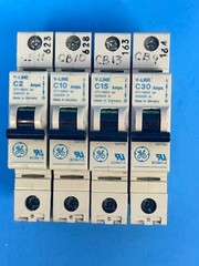 General Electric V-Line C2, C10, C15, C30 Circuit Breaker [Lot of 4]