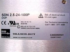 Sola Hevi-Duty SDN 2.5-24-100P Power Supply for DIN Rail CLEAN F8