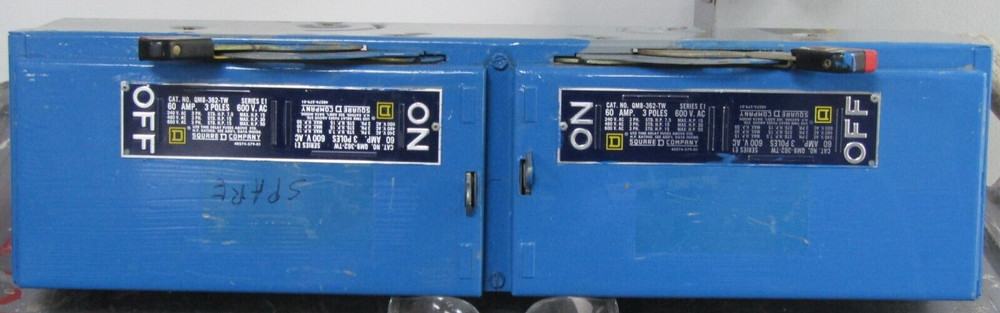 😏 SQUARE D 60 AMP BUS PLUG 600 VAC 3∅ 50 HP 3 POLE 3 PLUG QMB-362-TW