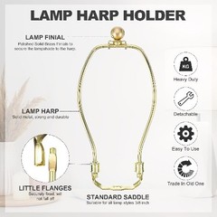 7 Inch Lamp Harp Kit 17.5mm Solid Brass Ball Finial Heavy Duty Bracket Saddle