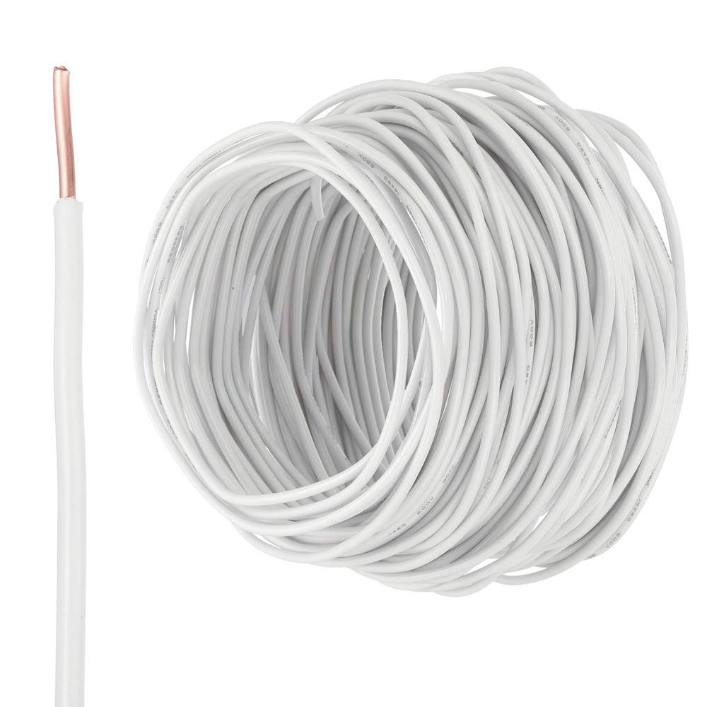 150 Feet Electrical Wire Insulated Solid Copper 14AWG Hook Up Wire Cable, White