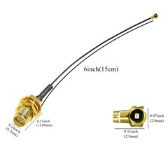 TUOLNK 5PCS IPX MHF4 to RPSMA Antenna 0.81mm Coax Cable, 6inch, black