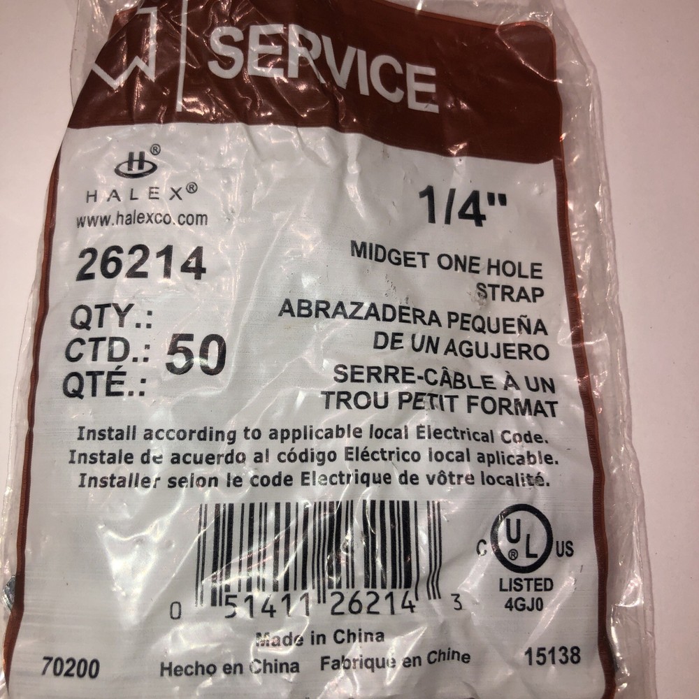 (4) HALEX SERVICE 1/4” Midget 1-Hole Strap Steel, 50-Pk. Total 200 #26214