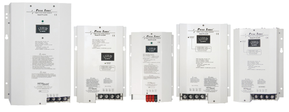 NewMar – PT-80 – Phase Three Series Battery Charger, Output 12 VDC, 3 Banks, 80A