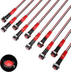 Indicator Light 10pcs 6mm 1/4 AC 12 24V Metal LED Waterproof Red Indicator Light