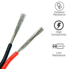 2 Pin Extension Wire Cord 12-24AWG Black&Red Soft Silicone Electrical cable line