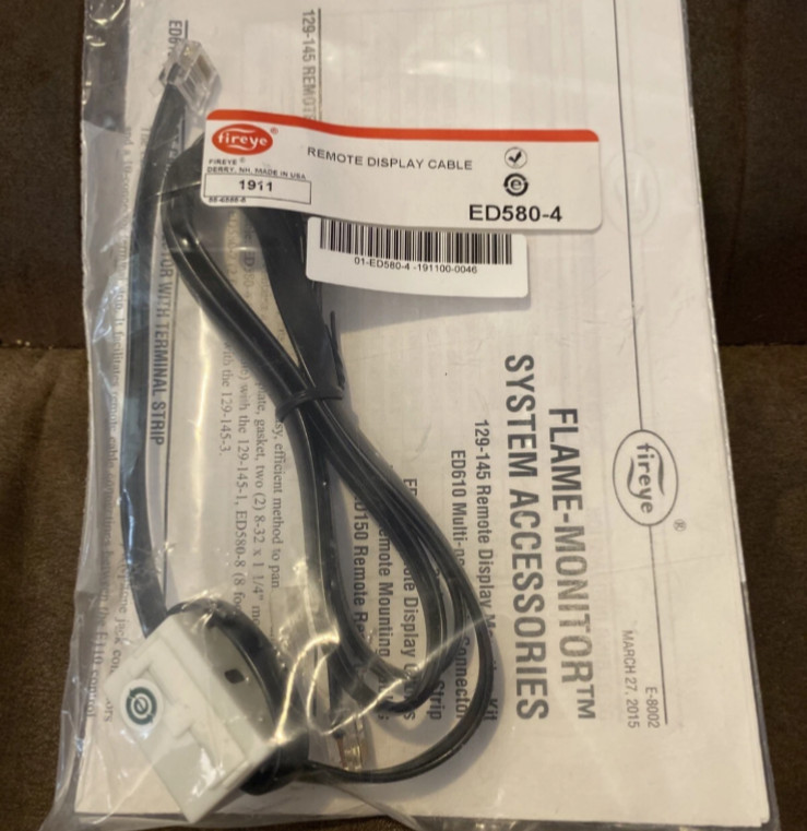FIREYE ED580-4 / REMOTE DISPLAY CABLE / 4FT / NEW!!