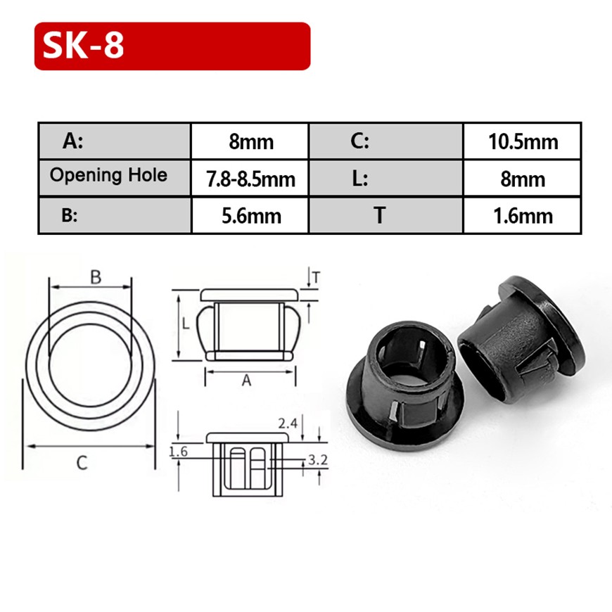 Wall Desk Grommet Table Plastic Cable Tidy Wire Hole Cover 8mm – 60mm Black