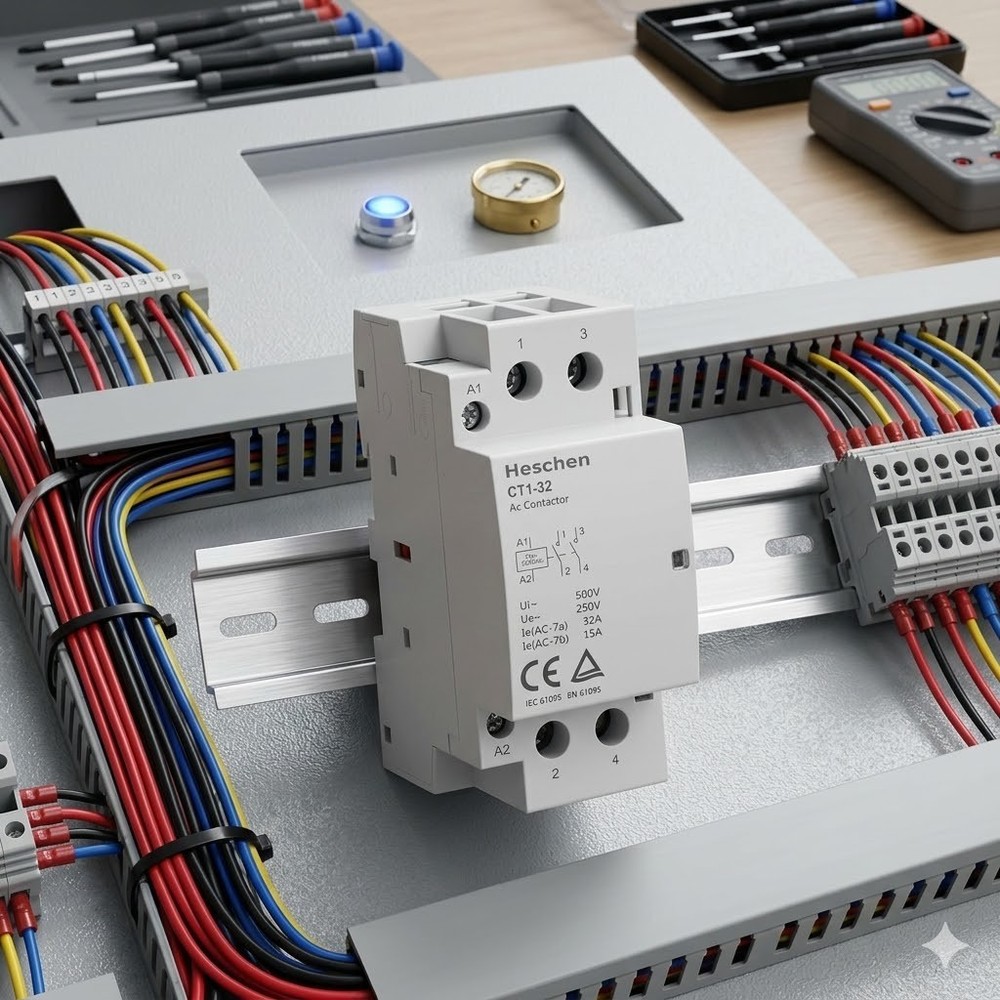 Heschen Modular Contactor CT1‑32/20 220V AC‑7a 32A AC‑7b 20A DIN Rail NEW