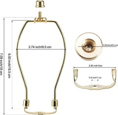 7 Inch Lamp Harp Kit Polished Brass 3/8 Inch Saddle Base Holes Light Duty Pack 2