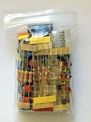 MIXED ELECTRONIC PARTS BAG DISPLAYs CAPACITORS RESISTORS TRANSISTORS POTS LEDS