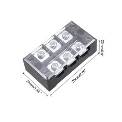 2x 3 Positions Dual Rows 600V 45A Terminal Strip Blocks Barrier Screws w Cover