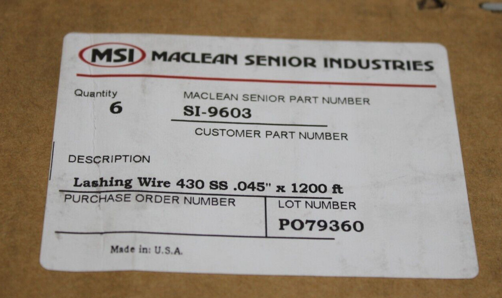 MSI SI-9603 Lashing Wire 430 SS .045″ x 1200′ Box of 6 Rolls of Wire