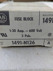 ALLEN BRADLEY FUSE BLOCK X-401978 1491-N126 600VOLTS 30AMPS