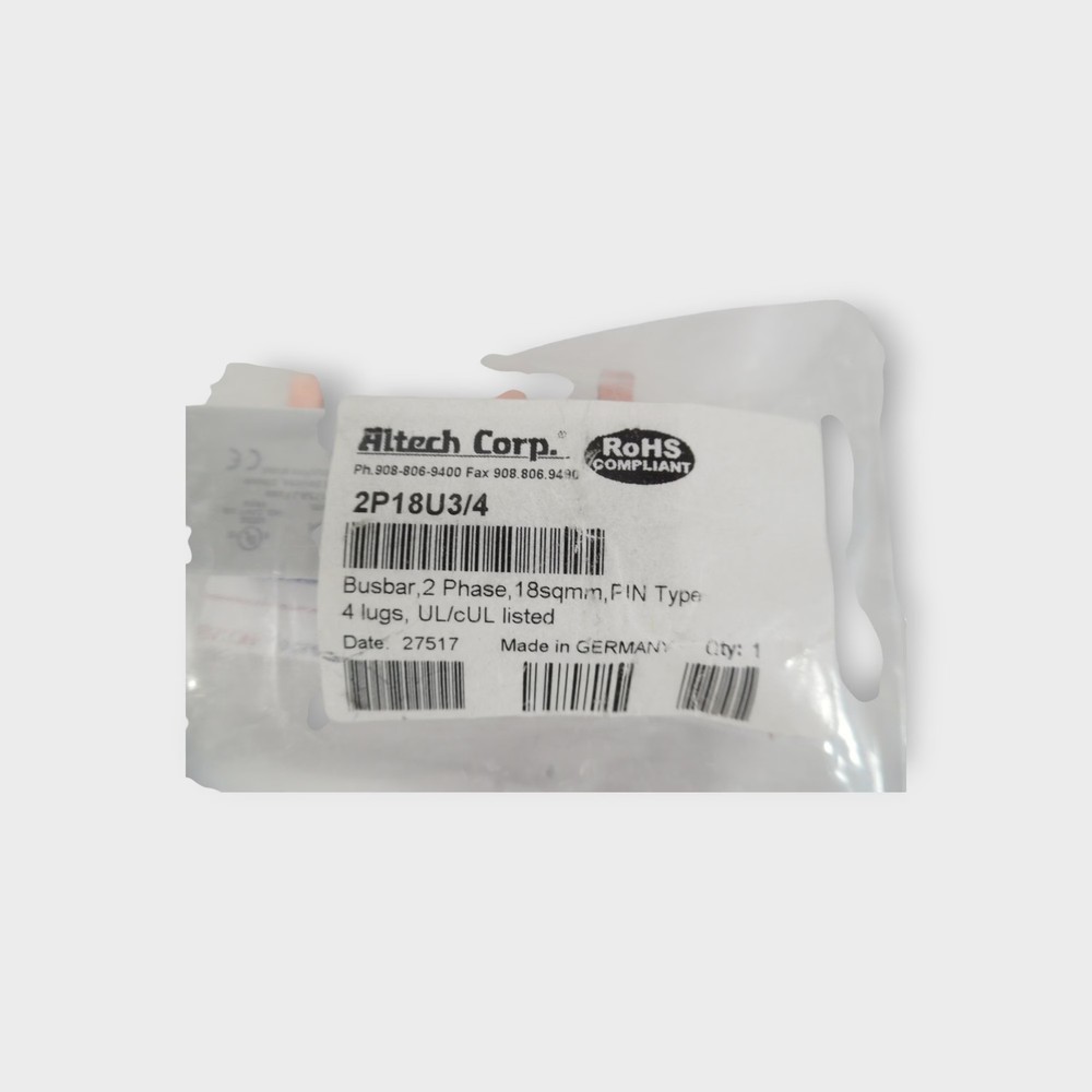 Altech Corp 2P18U3/4 2 Phase Busbar-4 Pin- 480V 80A – NEW