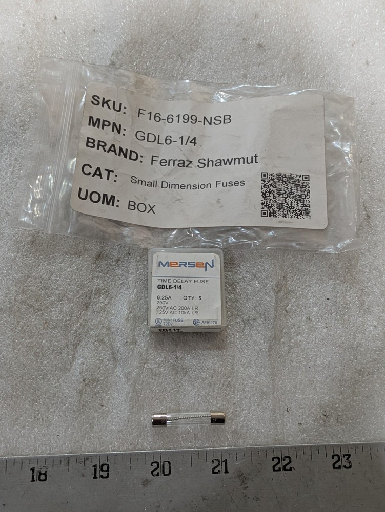 MERSEN Ferraz Shawmut GDL6-1/4 6.25A 250V AC 200A 125V AC 10KA (PACK OF 5)