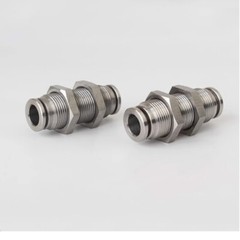 Pneumatic Bulkhead Connector Stainless Steel/Copper Nickel Plated Push Fitting