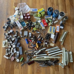 25lb Lot Vtg Electronic Parts Components Capacitors Transformers Microswitches +